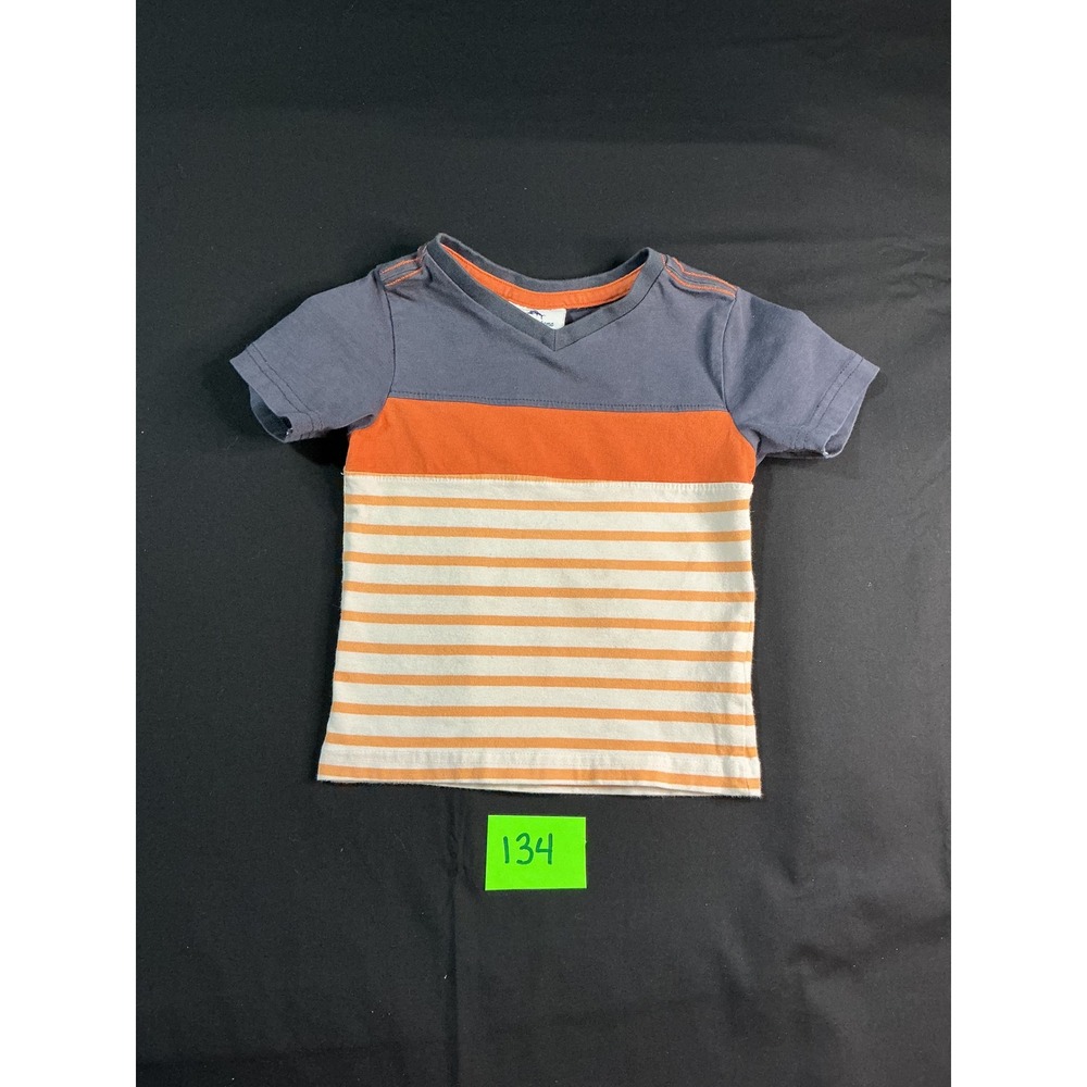 Tommy Bahama Boys Blue Orange Striped Color Block V-Neck T-Shirt 18M
